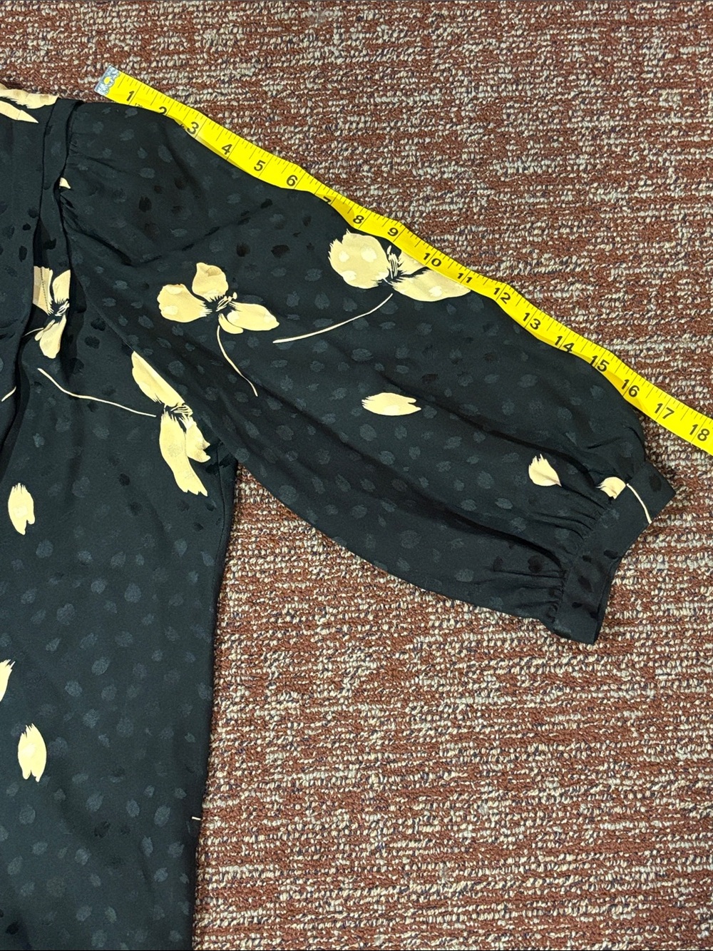 Vintage Flora Kung silk dress monochrome polka dot loose fit floral print dress - Picture 11 of 15